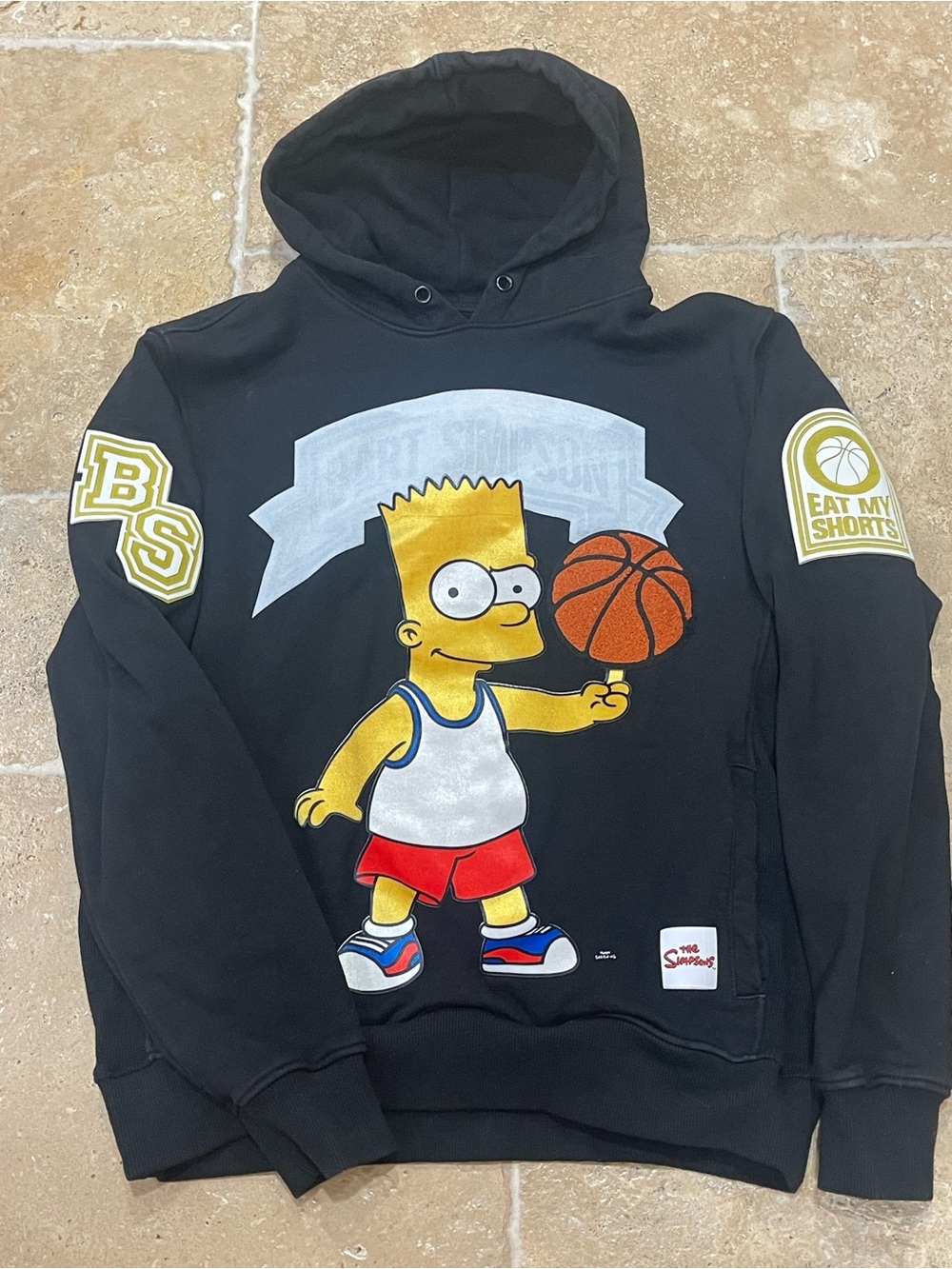 VTG Bart Simpson - The Simpsons "Eat My Shorts" Black Hoodie Sweatshirt - Med.